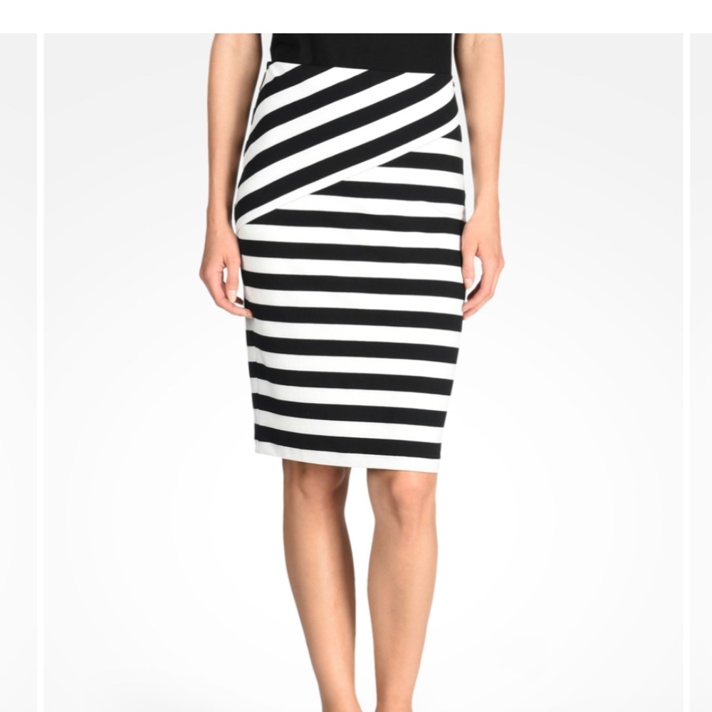 A/X STRIPED JERSEY PENCIL SKIRT